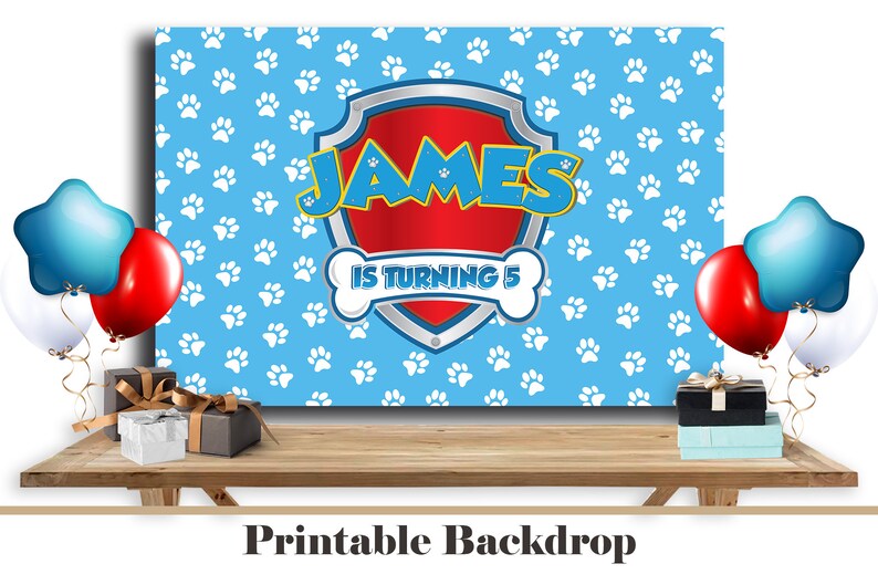 Paw Patrol Backdrop Printable Paw Patrol Birthday Banner | Etsy