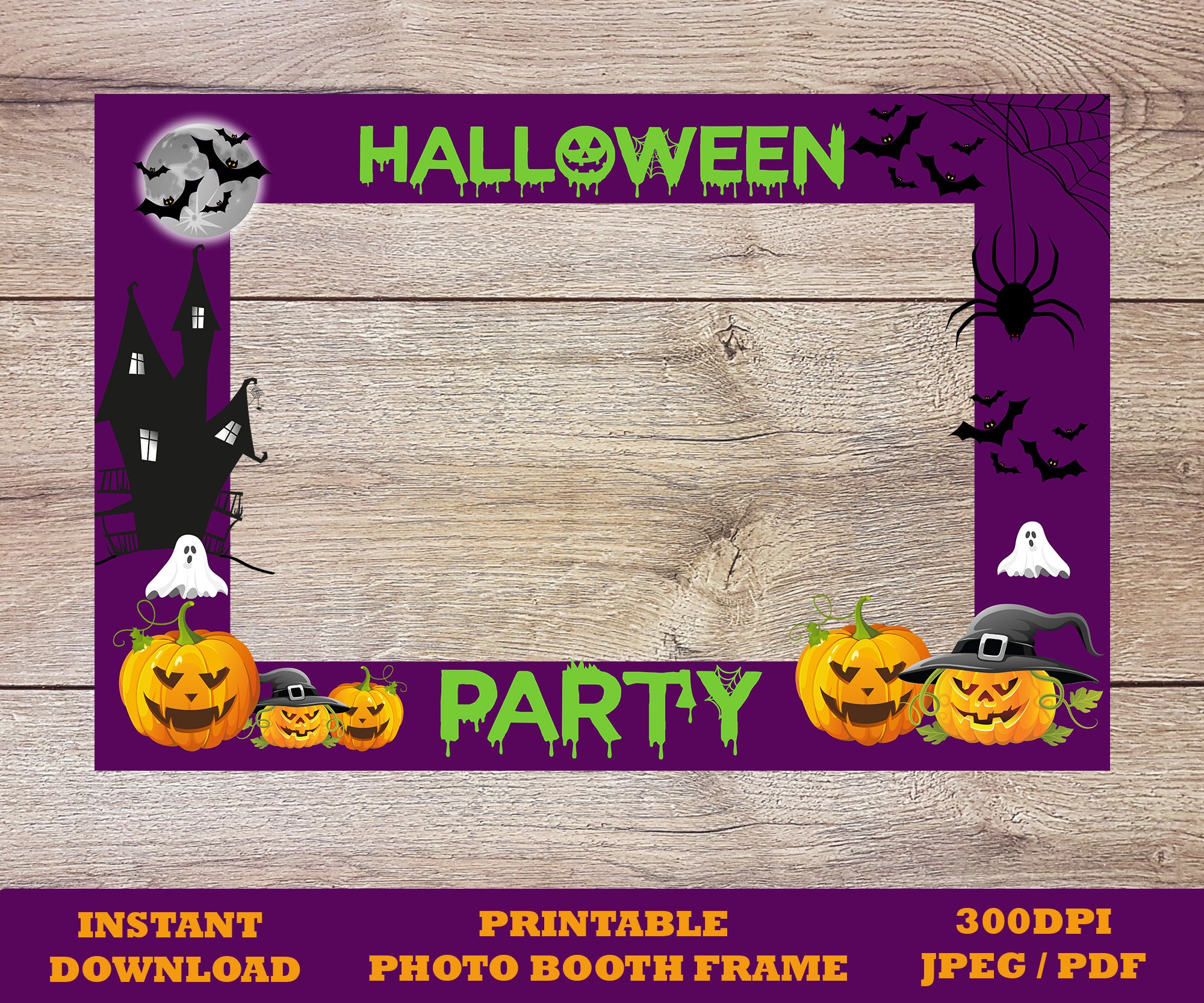 Halloween Photo Booth Frame Halloween Selfie Frame Printable Etsy