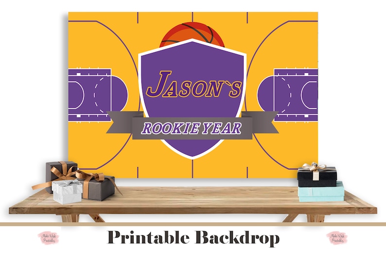 Printable Basketball Backdrop La Lakers Birthday Backdrop | Etsy