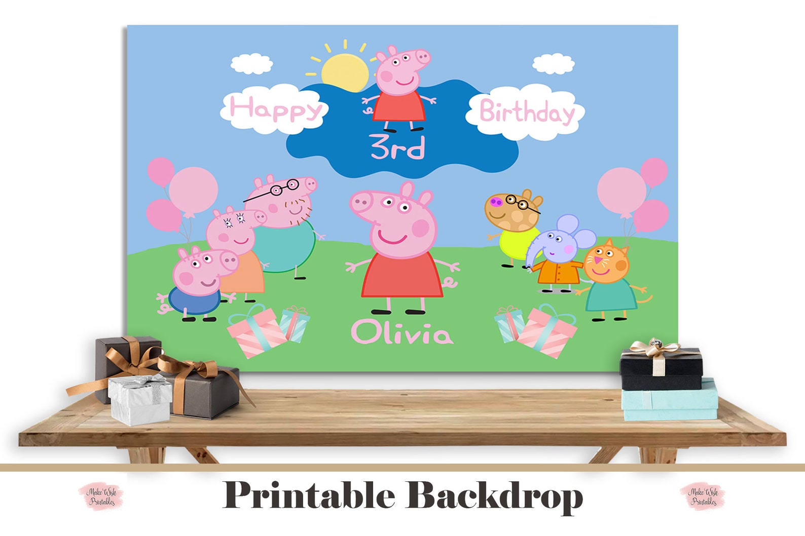 Peppa Pig Printable Backdrop Peppa Pig and Friends Peppa Pig | Etsy
