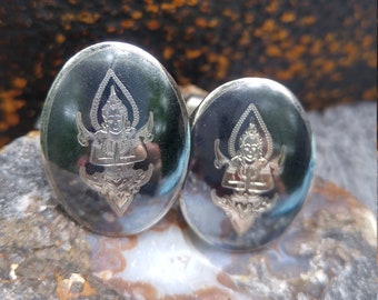 Siam Sterling Silver Men's Antique 1920's Cufflinks Vintage Men's Accessory Vietnamese