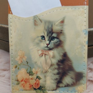 Kartenhülle Phone Wallet Katze Shabby Handmade mini selbstklebend