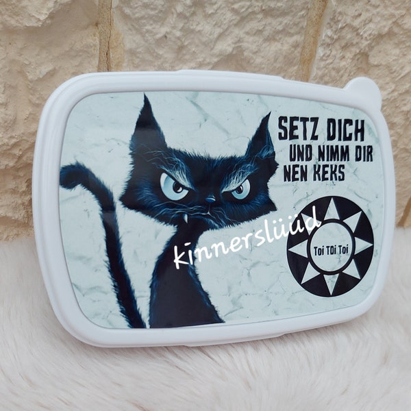 Lunchbox, Brotdose, Brotzeitdose, Keksdose, schwarze Katze, Spruch, Geburtstagsgeschenk, Schule, Kindergarten, Büro, Vesperdose, BAMPED