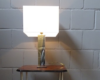 80er Jahre Tischlampe silber gold, moderne Metall Tischleuchte