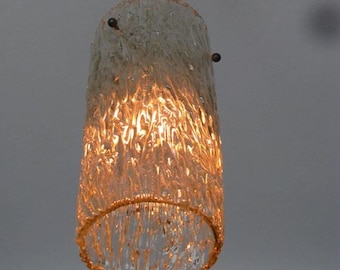 Kalmar Ice Glass Pendant Lamp, Mid Century Hanging Lamp