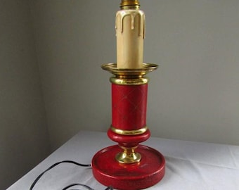 Mid Century Leather Table Lamp in Hermes Adnet Style