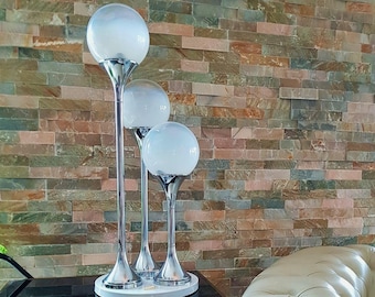 Italian Table Lamp by Reggiani, Mid Century Glass Ball Floor Lamp Chrome