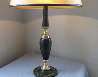 Mid Century Leather Table Lamp by Le Tanneur in the style of Adnet