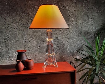 organically shaped crystal glass table lamp with bubbles, France 1960s
