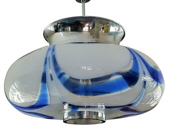 Murano glass pendant lamp in blue and white