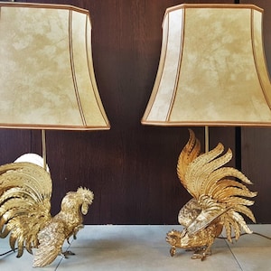 Mid Century Rooster Sculpture Brass Lamps, Italy 1960s