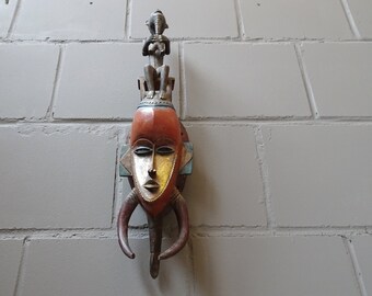 African Tribal Art Mask, Vintage Wooden Mask