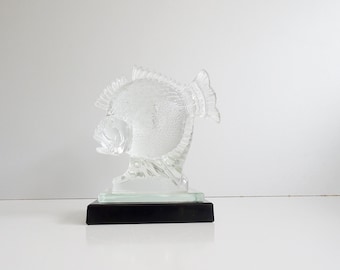 Fish-shaped glass sculpture by Ferjac France, Art Deco glass art