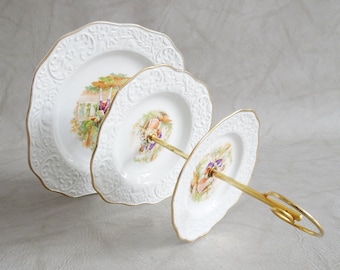 large Schumann Arzberg Teller Etagere with baroque décor, anoffer bowl