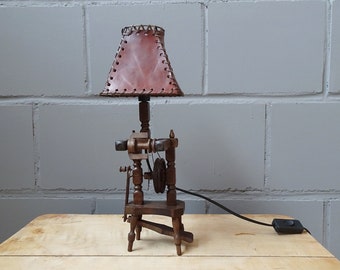 small spinning wheel table lamp, nostalgic table lamp, wood lamp
