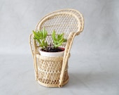 Rattan plantpot, plant stand willow braid, small peacock chair, boho flower pot