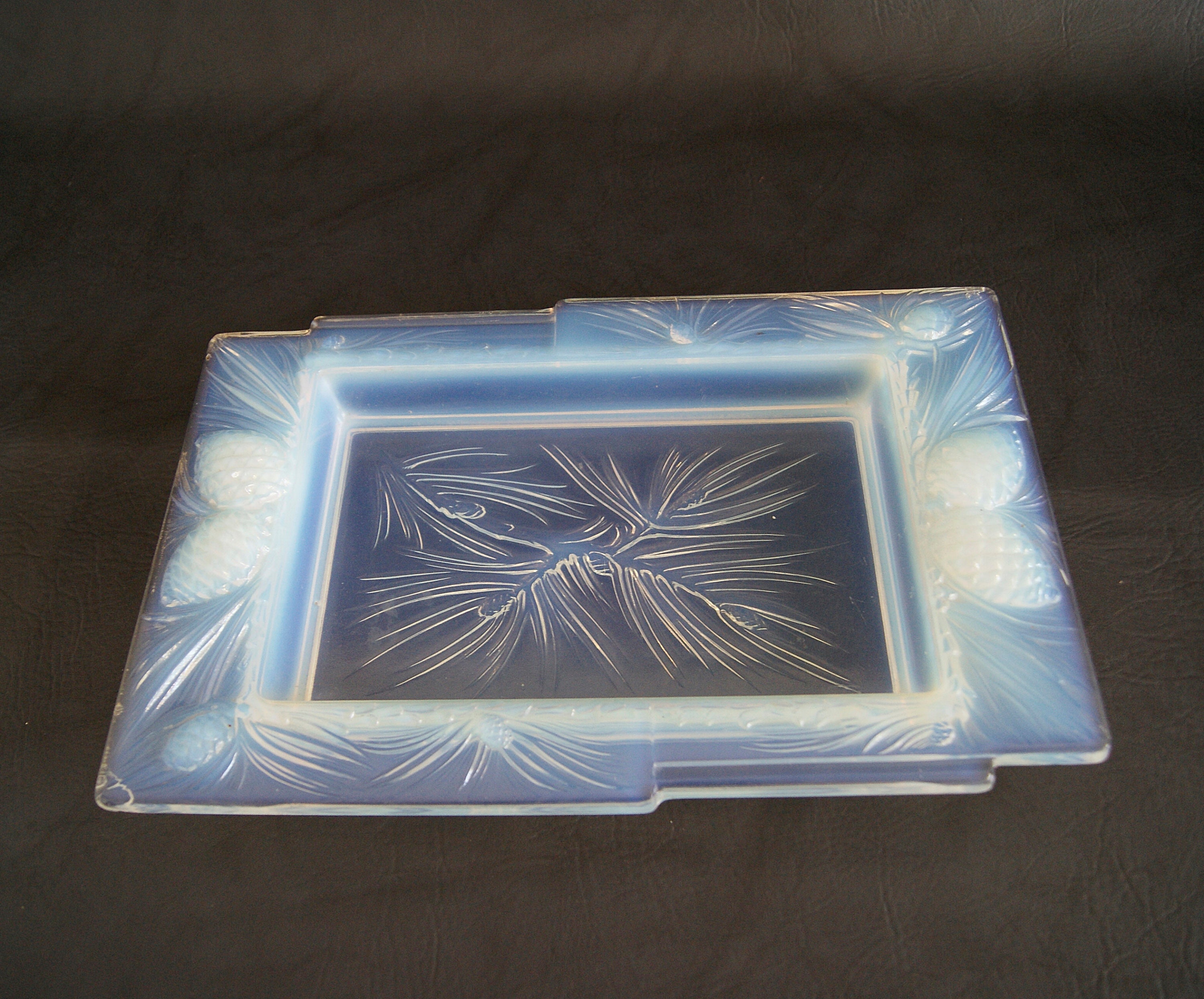 French Art Deco Glass Bowl by Verlux, Decorative Bowl, Opal Glass