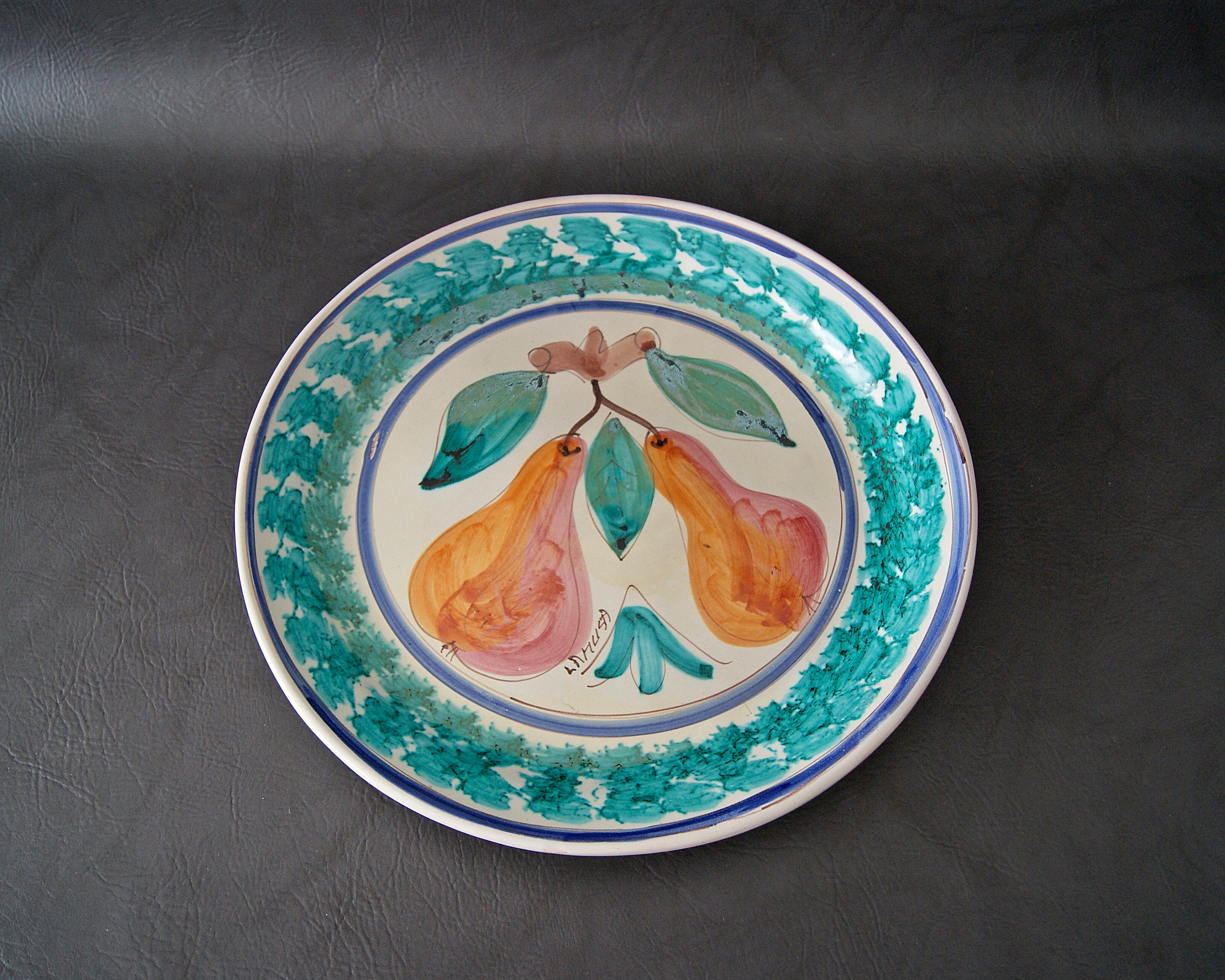 large plate of ceramics, tapestries La Musa Italy, decorative ceramics