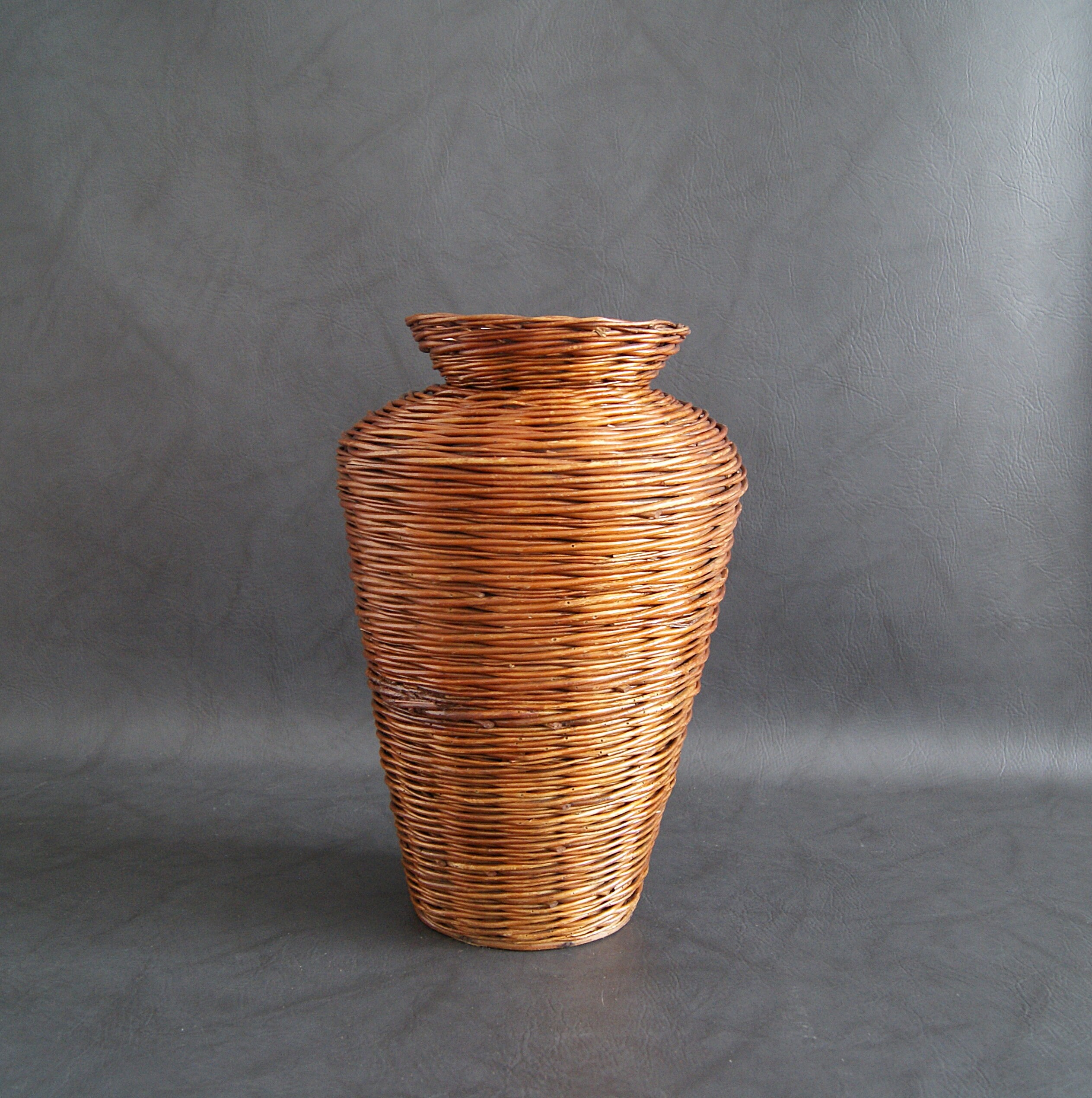 Large rattan vase with insert, willow braid floor vase, basket vase