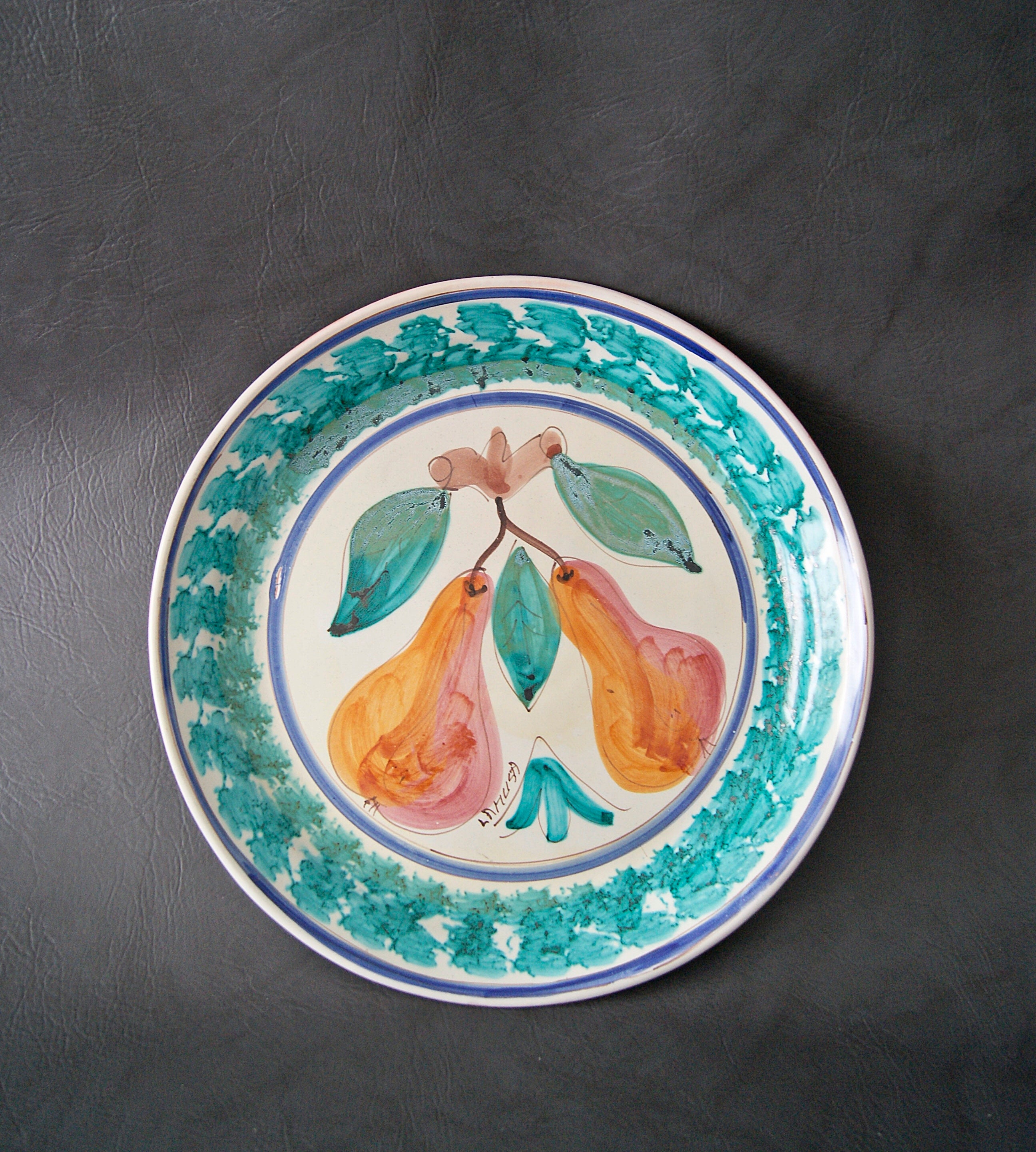 large plate of ceramics, tapestries La Musa Italy, decorative ceramics