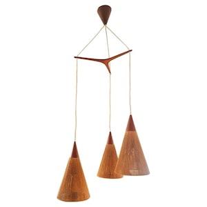 Danish Teak Rope Lamp by Ib Fabiansen for Fog & Mørup, Scandinavian Cascade Lamp