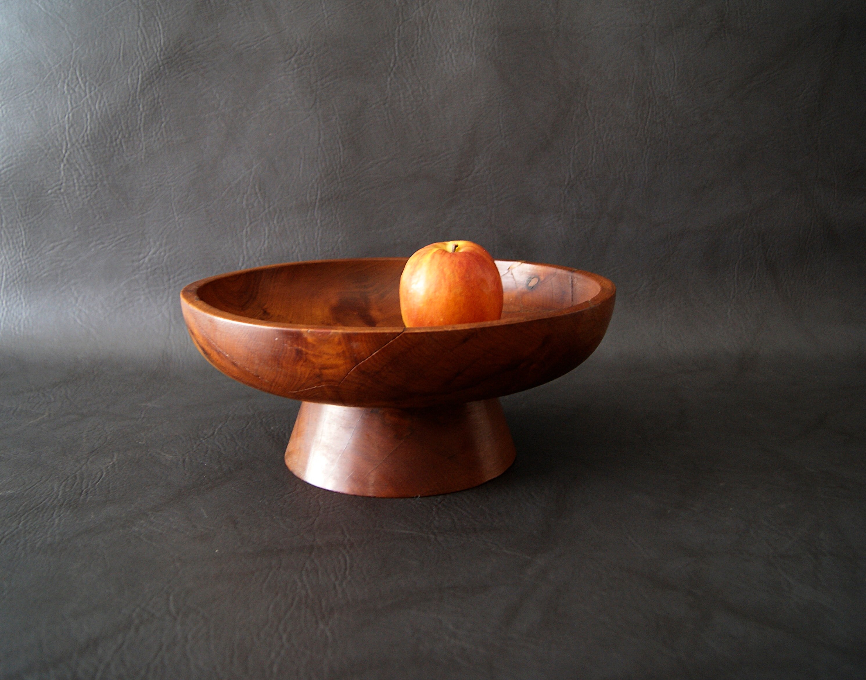 turned wooden bowl, fruit bowl made of wood, rustic wooden tableware