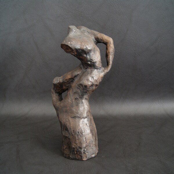 handgeformte Gips Skulptur mit bronze patiniert, abstrakte Figur