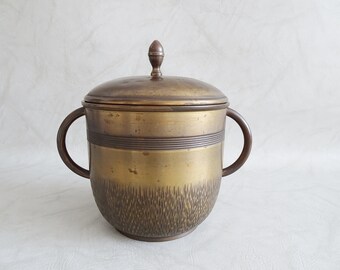 Art Nouveau brass bowling pot with glass insert