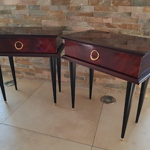 Mahogany bedside tables, France 1950s