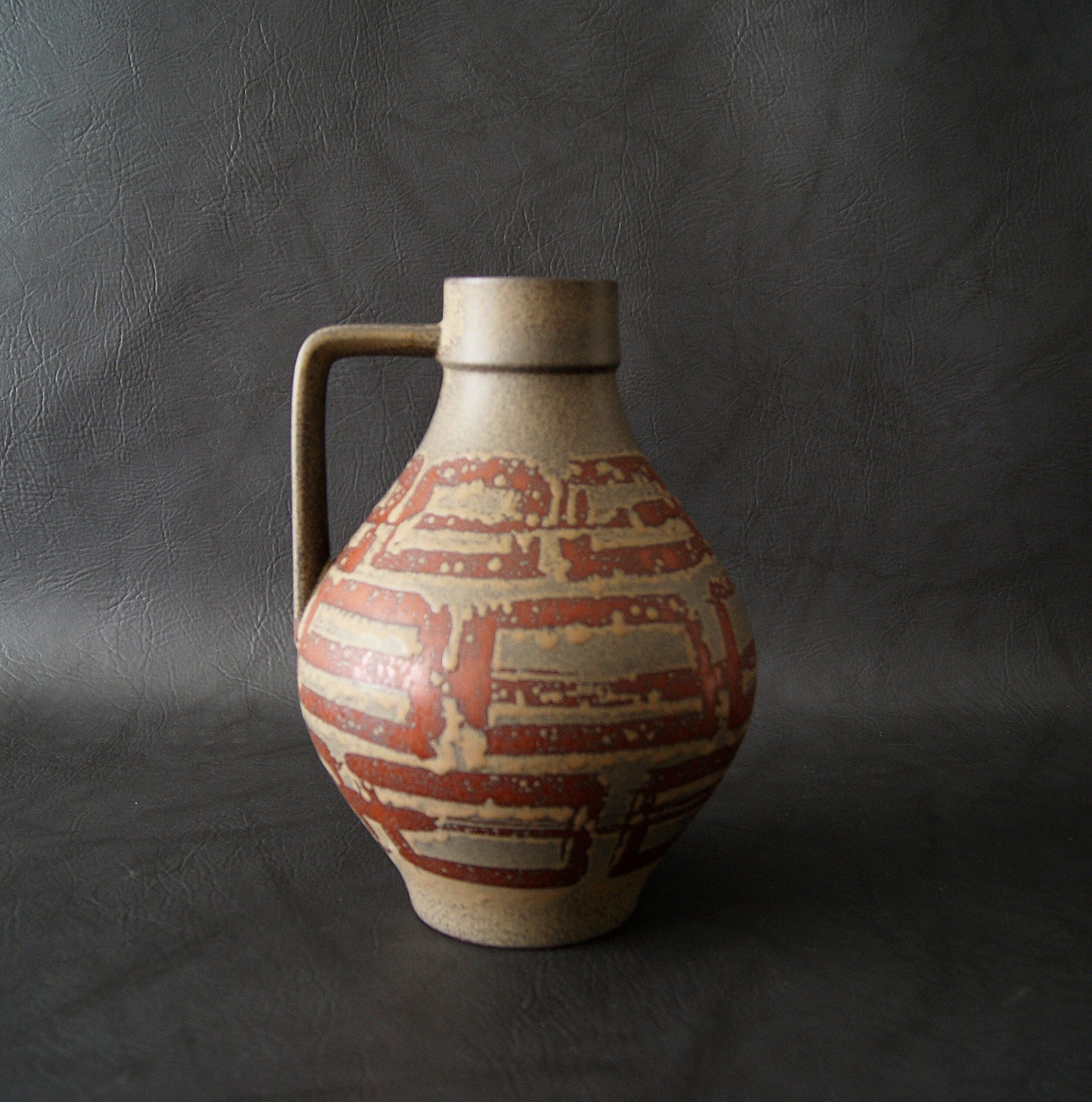large Carstens vase with handle, jug vase, handle vase, mid century pottery