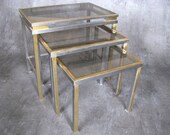 Set tables by Guy Lefevre for Maison Jansen, stackable side table 70s