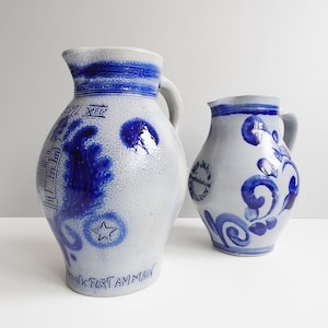 Hand-made stoneware wine jugs, salt-glazed