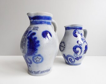 Hand-made stoneware wine jugs, salt-glazed
