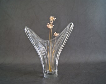 Mid Century vase in crystal glass, France 1960s, crystal vase
