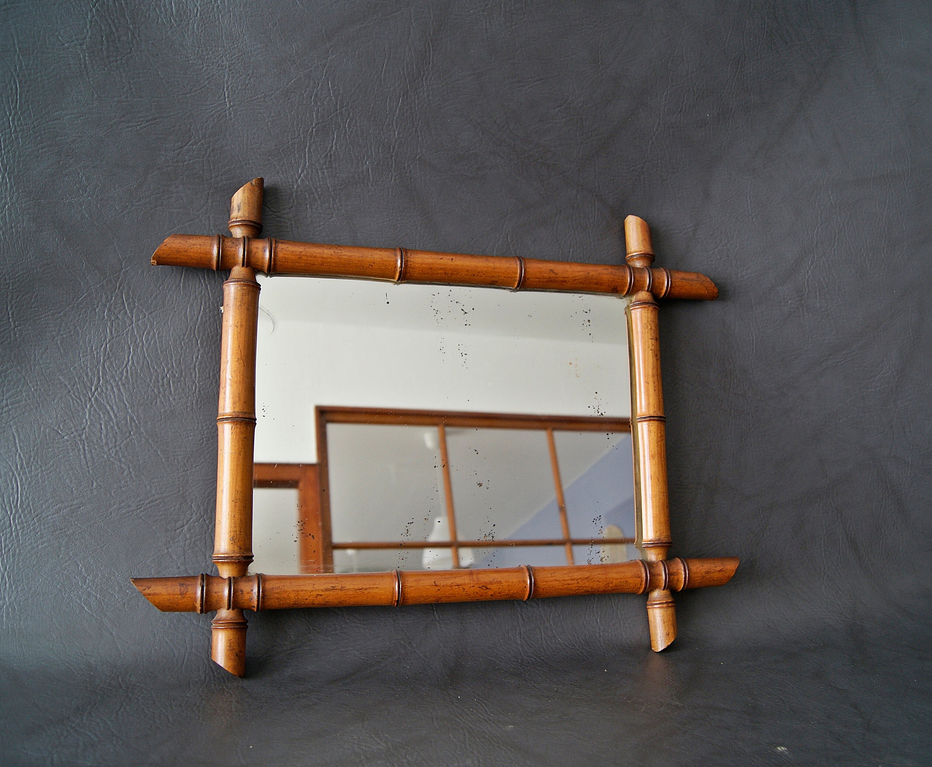 framed mirror in bamboo look, antique wall mirror