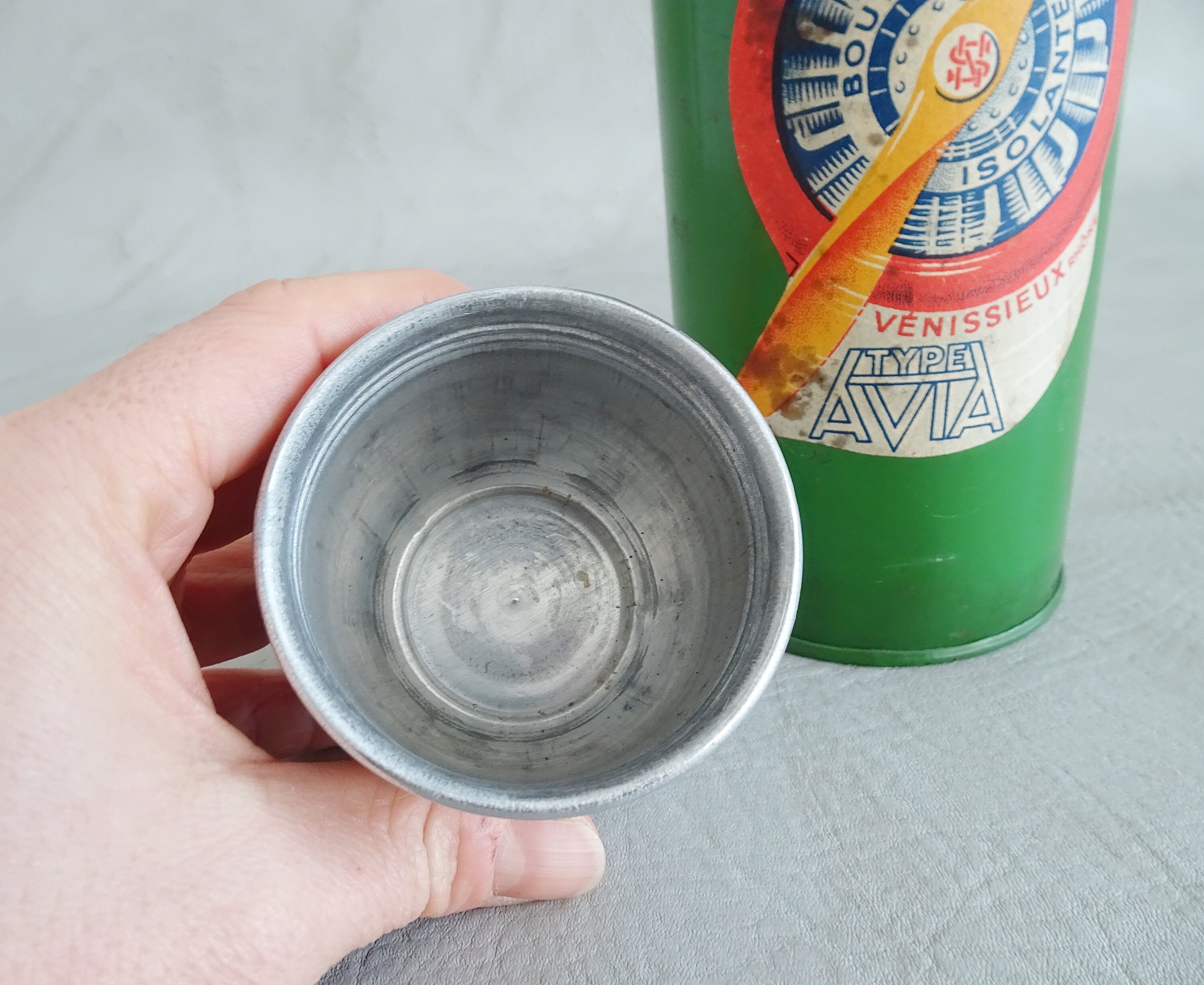 Thermos France Iso Sidri ype Avia, old insulating pot green