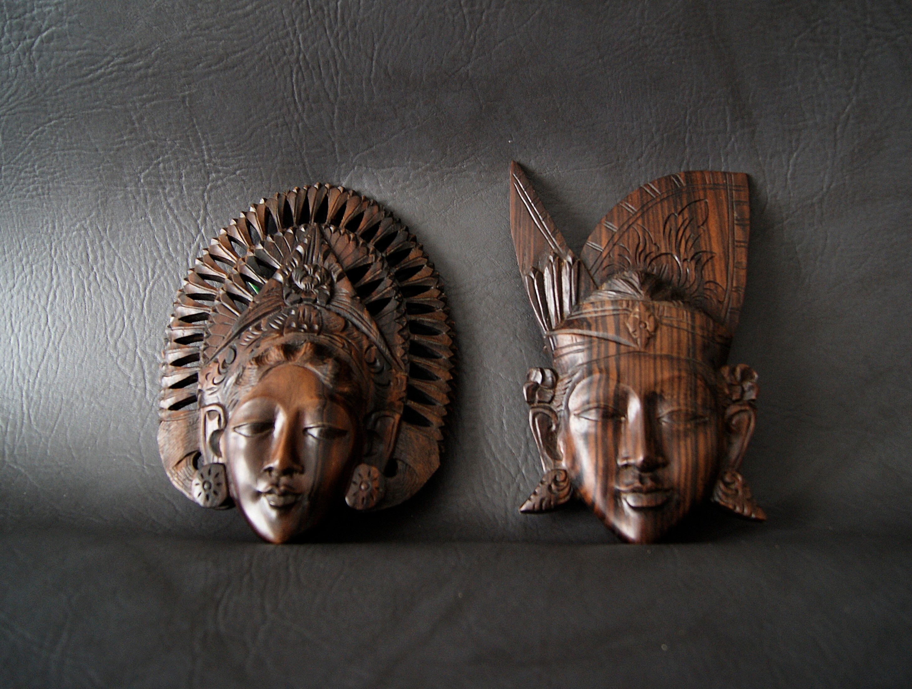 Wall Masks Ebony, Makassar, wooden masks, mask wood, mural, tapestry