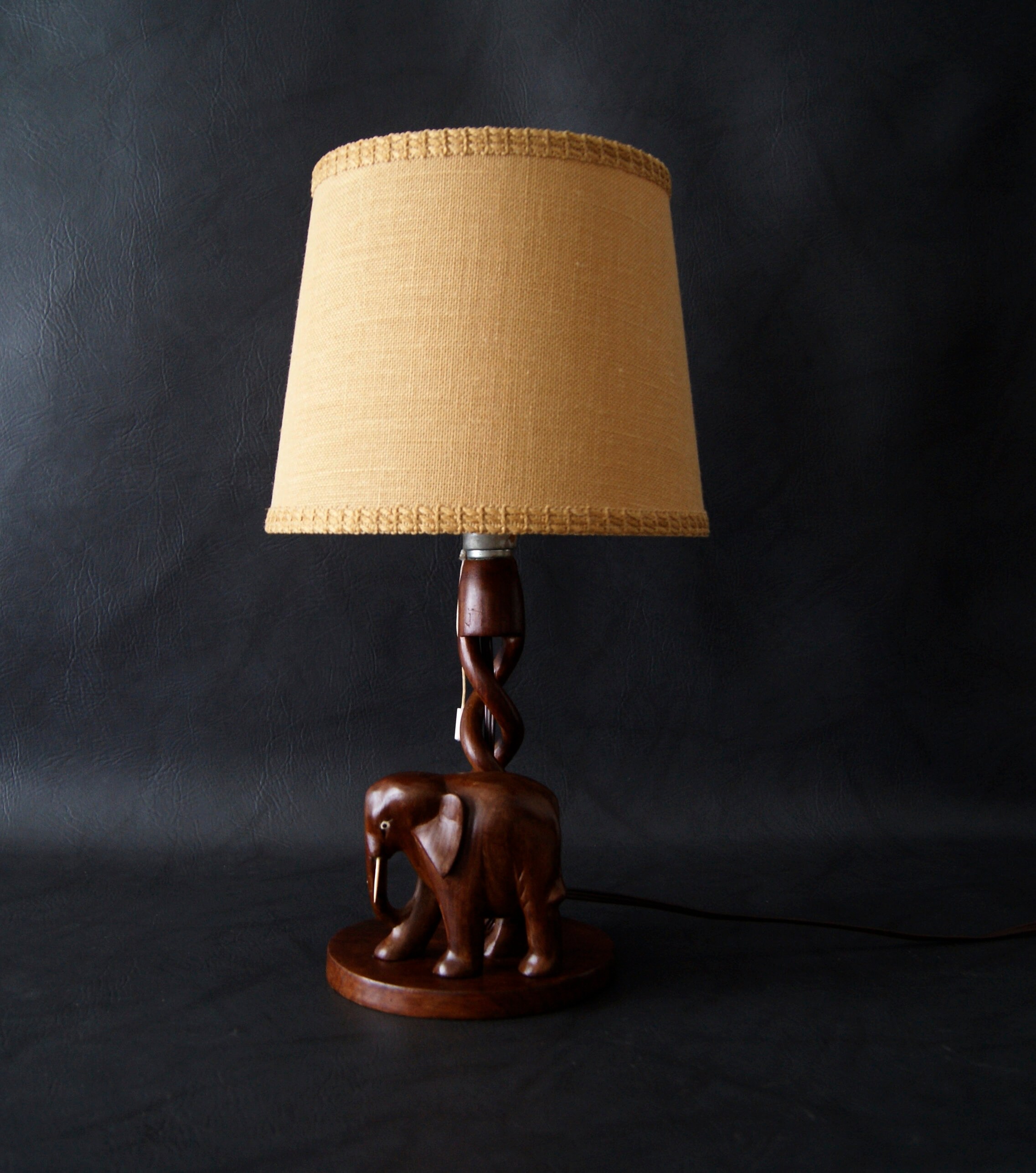 Table lamp Elephant Wood Art deco, large table lamp, wooden lamp