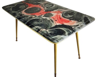 rectangular side table colourfully marbled, Italy 1960s