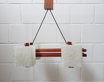 Scandinavian pendant lamp made of teak and resin