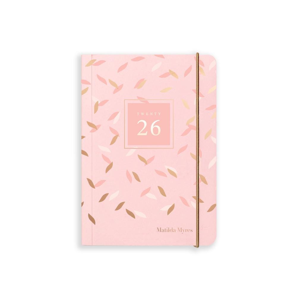 Matilda Myres Rose Gold Thistle A6 Day-Per-Page Planner 2020 - Grey Butterfly Design With Elastic Closure