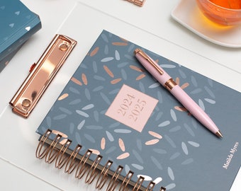 Matilda Myres 2024-2025 Rose Gold Wiro A5 Day a Page Diary - July '24 to July '25 - Personalised