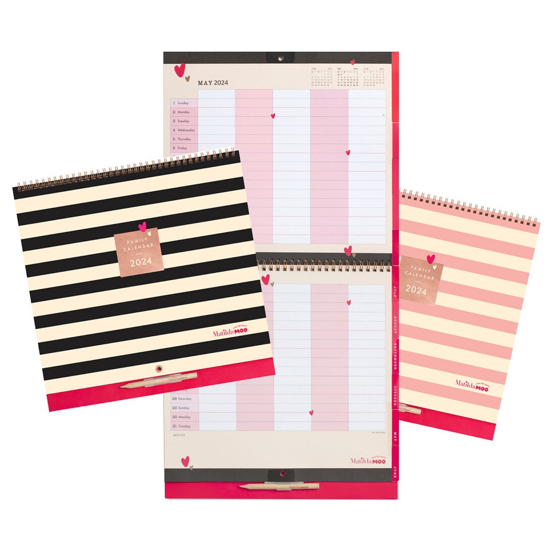 Matilda Moo 2024 Family Calendars 5 Persons Monthly Wall Hanging
