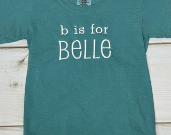 Letter is for name Shirt / Embroidered children’s shirt / Personalized kids shirt / back to school shirt