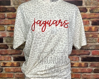 School Spirit monogram T-shirt/ Personalized school Tee shirt / embroidered leopard shirt