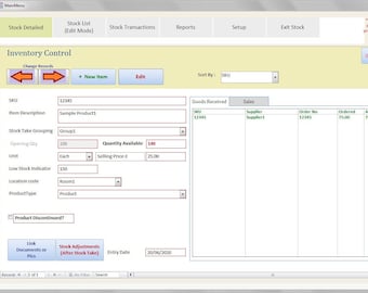 Simple Inventory Stock Control Management Tracker | A MS-Access (2010 or later) Database template to help manage your stock