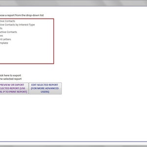 以下が含まれることがあります： 白い背景のソフトウェアインターフェースのスクリーンショット。左側には「連絡先」や「レポート」などのオプションがある垂直メニューがあります。右側には、「アクティブな連絡先」を含むレポート選択用のドロップダウンリストが表示されます。