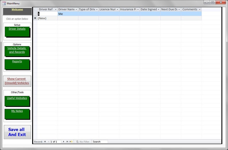 Vehicle / Automobile Fleet Management Msaccess Database Etsy UK