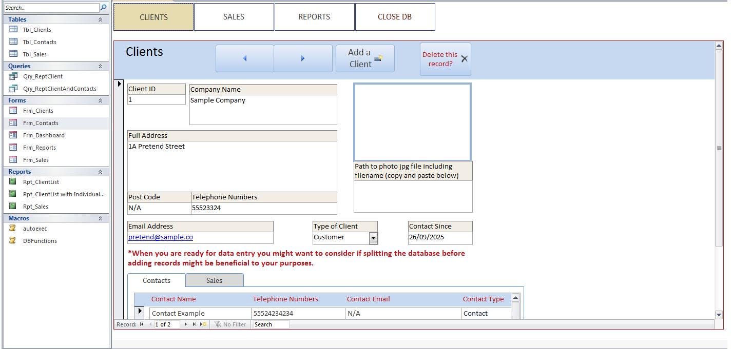 MS Access Client Database Template - Customizable Starter - Etsy