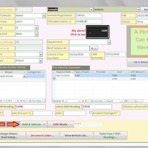 Vehicle / Automobile Fleet Management MS-Access database software. Log daily trips and ODO readings; add running expenses; get reminders